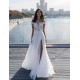 Off The Shoulder Appliques A line Wedding Dresses Side Split Tulle Bridal Gowns