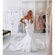 Off The Shoulder Mermaid Appliques Wedding Dresses Lace Backless Bridal Gowns