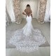 Off The Shoulder Mermaid Appliques Wedding Dresses Lace Backless Bridal Gowns