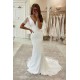 Classic Sleeveless V neck Long Mermaid Wedding Dresses