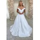 Simple Retro White Off the shoulder A line Bridal Gowns