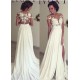 Classic Lace Appliques Wedding Dress Long Chiffon Split