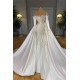 Off-the-Shoulder Long Sleeves Mermaid Wedding Dress Pearls With Detachable Train