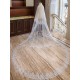 Ivory 2 Tier Long Cathedral Waterfall Lace Applique Wedding Veils