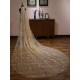 Gold Cathedral Lace Sparkling Waterfall One Tier Cut Edge Wedding Veils