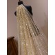 Gold Cathedral Lace Sparkling Waterfall One Tier Cut Edge Wedding Veils
