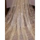Gold Cathedral Lace Sparkling Waterfall One Tier Cut Edge Wedding Veils