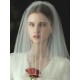 Ivory Two Tier Beaded Tulle Finished Edge Drop Bridal Veils