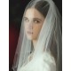 Ivory Two Tier Beaded Tulle Finished Edge Drop Bridal Veils