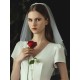 Ivory Two Tier Beaded Tulle Finished Edge Drop Bridal Veils