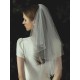 Ivory Two Tier Beaded Tulle Finished Edge Drop Bridal Veils