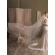 Ivory One-Tier Tulle Finished Edge Waterfall Long Wedding Veils