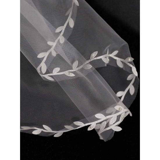 Ivory One-Tier Tulle Finished Edge Waterfall Long Wedding Veils