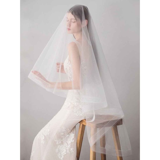 Ivory Tulle One Tier Middle-length Wedding Veil