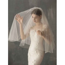 Two Tier Tulle Cut Edge Drop Wedding Veil