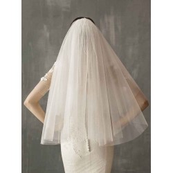 Two Tier Tulle Cut Edge Drop Wedding Veil