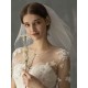 White Two Tier Pearls Tulle Cut Edge Drop Wedding Veils