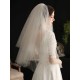 White Three-Tier Tulle Cut Edge Classic Bridal Veils