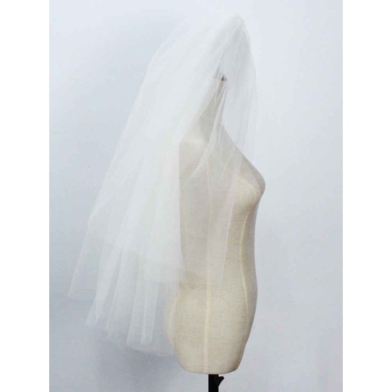 White Three-Tier Tulle Cut Edge Classic Bridal Veils