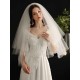 White Three-Tier Tulle Cut Edge Classic Bridal Veils
