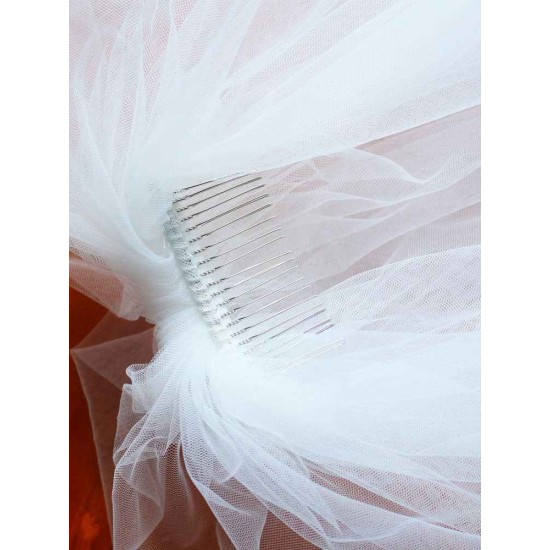 White Three-Tier Tulle Cut Edge Classic Bridal Veils