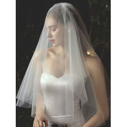 Classic Two Tier Tulle Cut Edge Wedding Veils