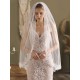 White Lace Tulle Veil Applique Edge Drop Wedding Veil