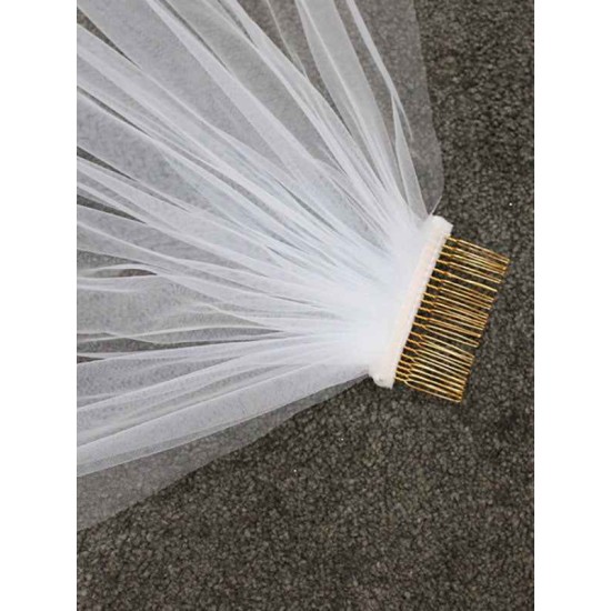 White Lace Tulle Veil Applique Edge Drop Wedding Veil