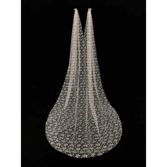 Water Waterfall One-Tier Flowers Tulle Wedding Veils