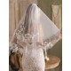 White Tulle Wedding Veils Two-Tier Lace Drop Bridal Veils