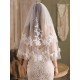 White Tulle Wedding Veils Two-Tier Lace Drop Bridal Veils