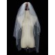 Classic Ivory Two-Tier Pearls Tulle Cut Edge Wedding Veil