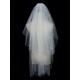 Classic Ivory Two-Tier Pearls Tulle Cut Edge Wedding Veil