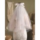 Classic Ivory Three-Tier Bows Mesh Cut Edge Medium Wedding Veil