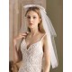 Classic Ivory Three-Tier Bows Mesh Cut Edge Medium Wedding Veil