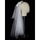 Classic Ivory Three-Tier Bows Mesh Cut Edge Medium Wedding Veil
