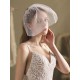 Ivory One-Tier Pearls Tulle Cut Edge Oval Short Wedding Veils
