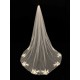 Ivory One-Tier Lace Tulle Finished Edge Waterfall Wedding Veils
