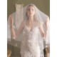 Classic Ivory Two-Tier Flowers Tulle Cut Edge Wedding Veils