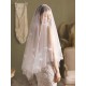 Classic Ivory Two-Tier Flowers Tulle Cut Edge Wedding Veils