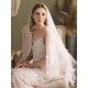 Classic Ivory Two-Tier Flowers Tulle Cut Edge Wedding Veils