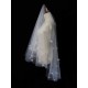 Classic Ivory Two-Tier Flowers Tulle Cut Edge Wedding Veils