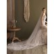 Ivory One-Tier Tulle Lace Applique Edge Waterfall Long Wedding Veil