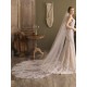 Ivory One-Tier Tulle Lace Applique Edge Waterfall Long Wedding Veil