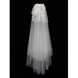 Classic Ivory Two-Tier Lace Tulle Cut Edge Wedding Veils