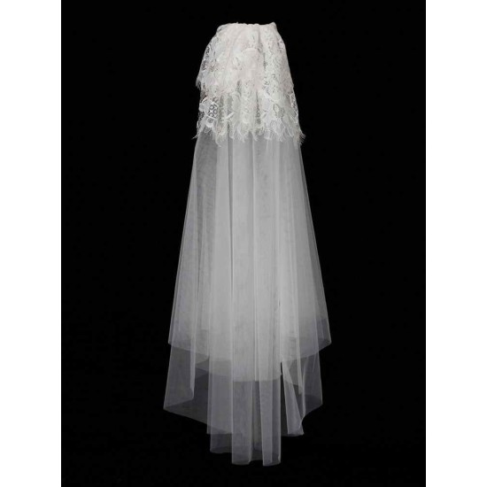 Classic Ivory Two-Tier Lace Tulle Cut Edge Wedding Veils