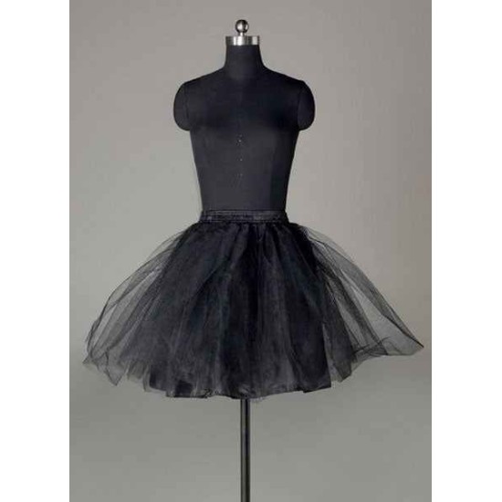 Short Black Taffeta A Line Boneless Two Tier Wedding Petticoats