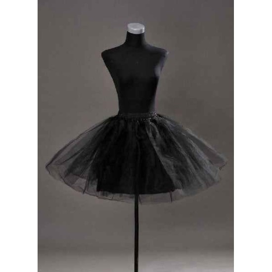 Short Black Taffeta A Line Boneless Two Tier Wedding Petticoats