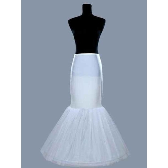 Ivory Tulle Long Mermaid 1 Layer 2 Hoop Wedding Petticoat