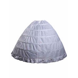 White Long White Full Gown 6 Hoop Bridal Crinoline Slip Wedding Petticoat